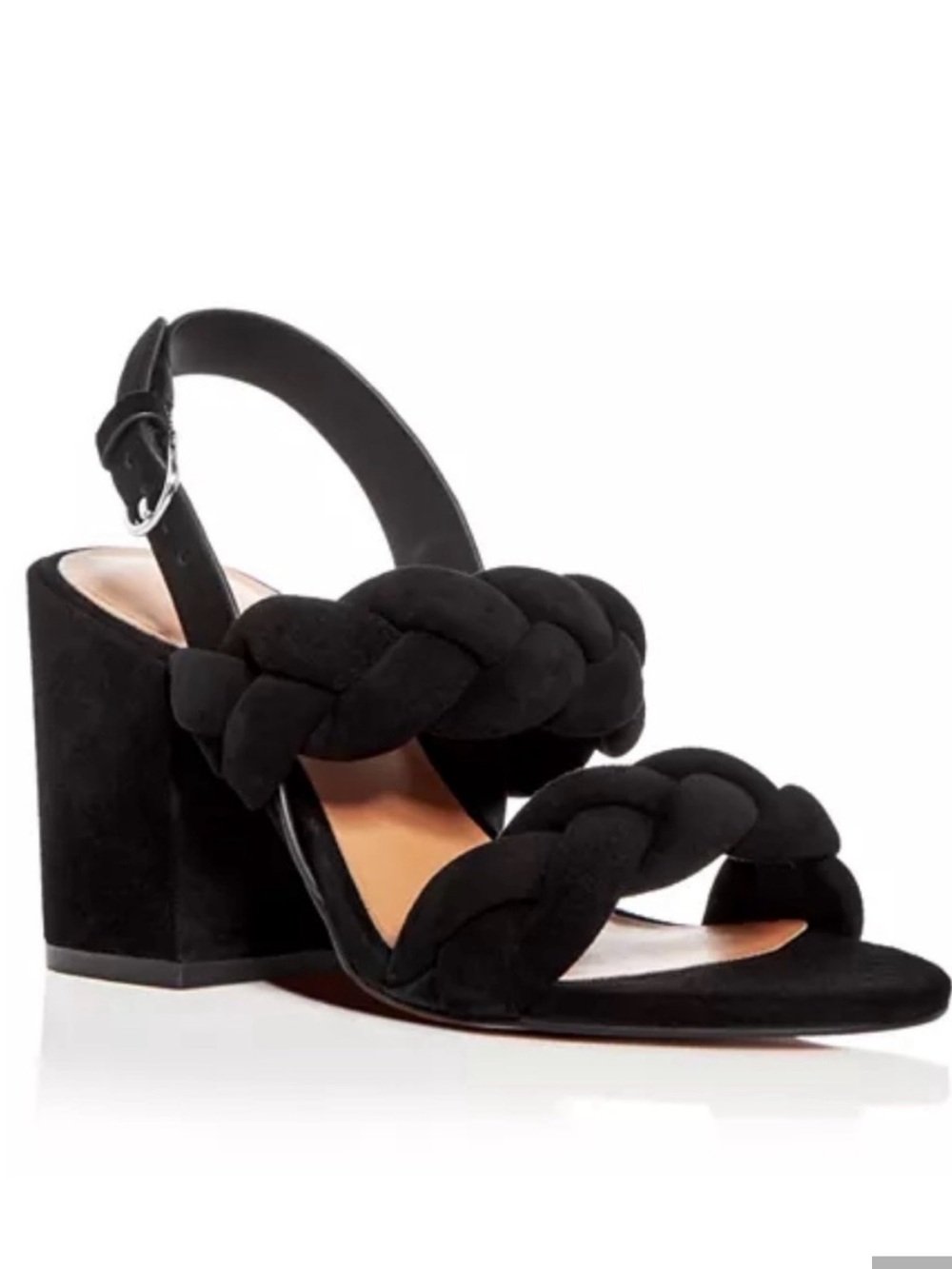 Rebecca Minkoff Candace black suede braided strap block heel slingbacks sz 10